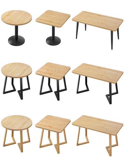 小户型餐桌快餐店商业阳台公寓奶茶咖啡店接待餐厅圆形长方形桌子