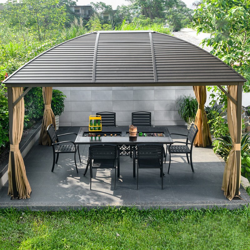 Outdoor Gazebo Courtyard Sunshade Aluminum Alloy Pavilion Tent Garden Leisure Canopy Sunroom Pergola Roof