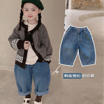 Girl Pants Spring Autumn Season 2022 New Ocean Gas Korean Version Childrens Jeans Outside Wearing Male Baby Loose Kharen Pants