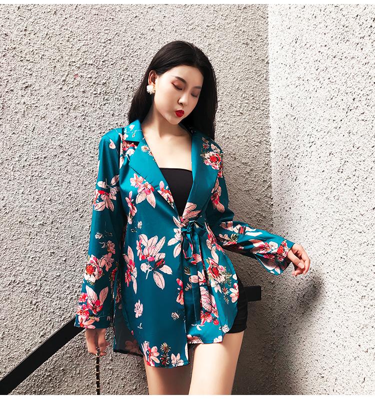 Áo sơ mi lụa in hoa mùa thu 2018 rộng màu với áo sơ mi dài tay gió quốc gia - Áo sơ mi dài tay các kiểu áo sơ mi đẹp