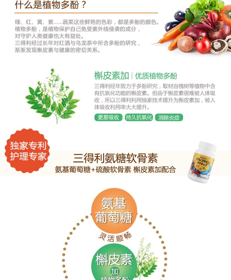 日本 三得利 氨基葡萄糖氨糖软骨素 375mg*180粒 图4
