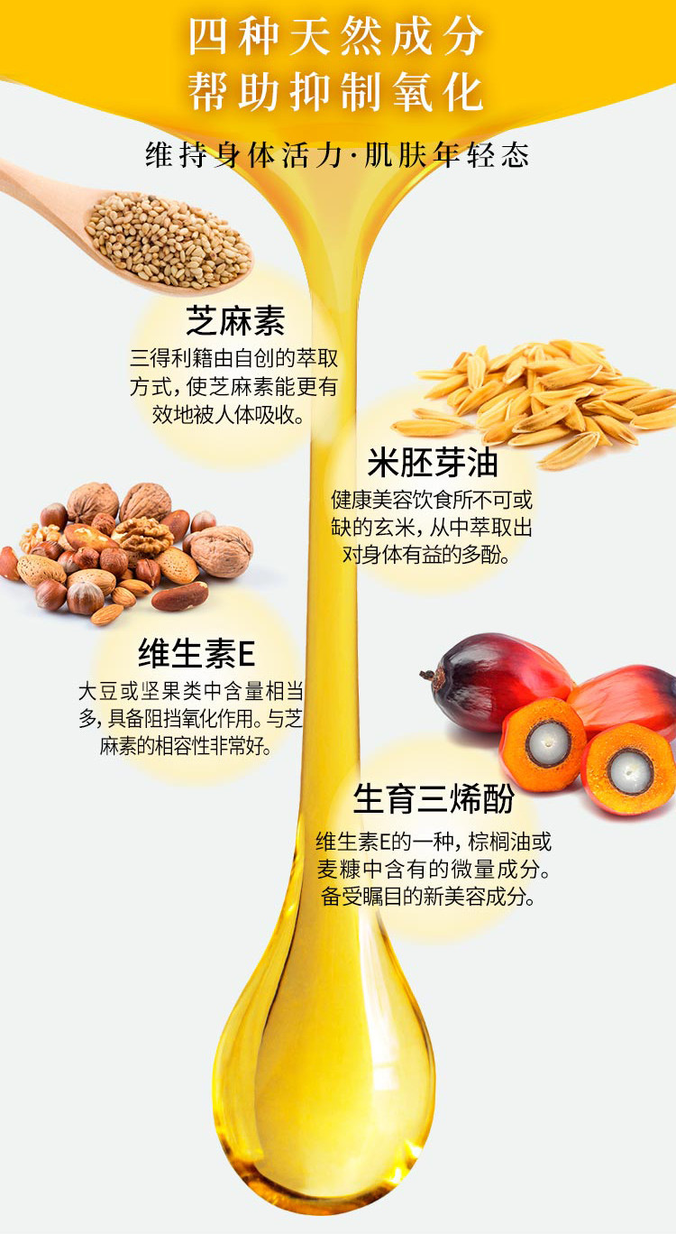 日本进口 三得利 小金粒芝麻明EX 90粒 美颜好眠 图5