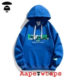 Aape Wtaps Осенний модный бренд простой писем с капюшоном толстовка мужская ретро -ретро -ленивый спортивный топ