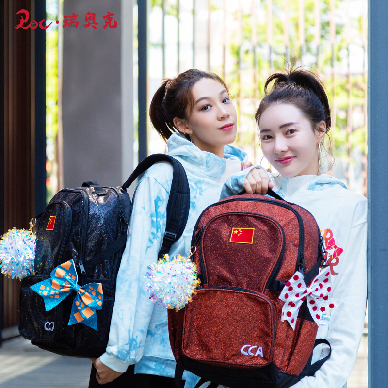CCA Glitter Backpack - Black Red Shiny Cheerleading Competition Training Sports Large Capacity Fashion Backpack