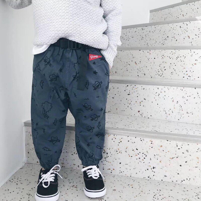 Jo Pao Family Autumn New Products Male And Female Children's Day Department Wind Pure Cotton Shuttle Weaving Workwear Pants Children Plus Suede Thickened Kharen Pants