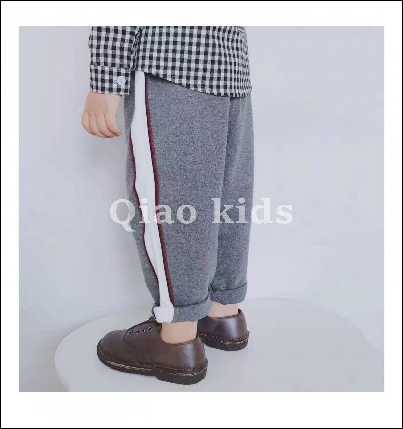 Qiao Baojia Autumn New Products Boys and Girls Side Bar Roman Cotton Casual Pants Children's Sports Lob Pants