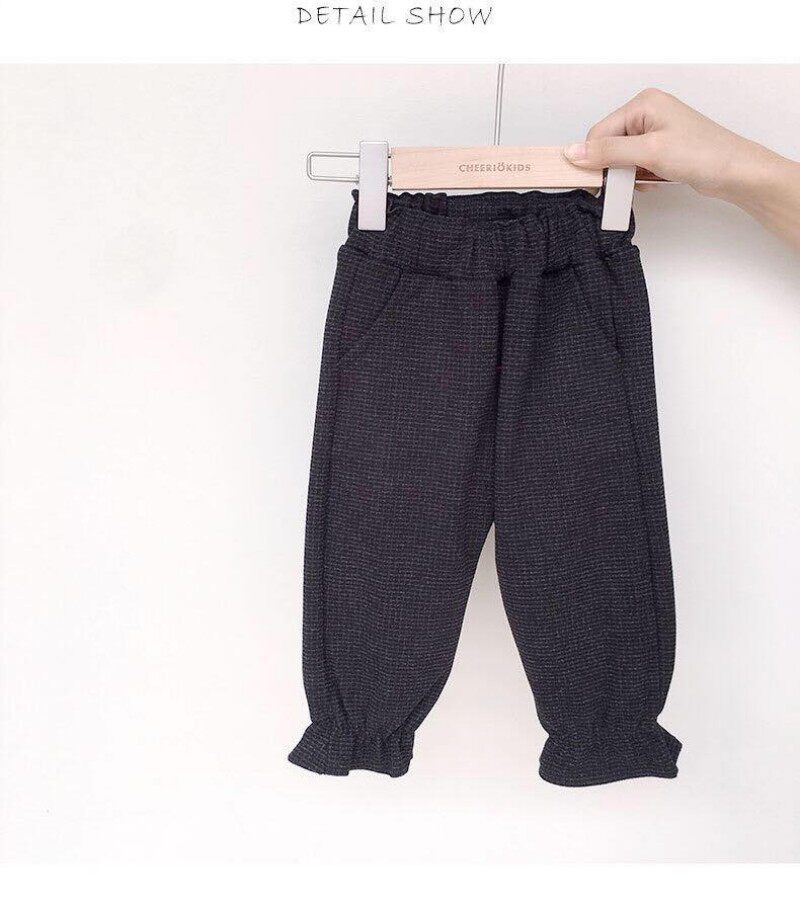 (Qiaojia) Winter new girls' thickened velvet bloomers female treasure dark grid brushed woolen trousers as soft as waxy lace