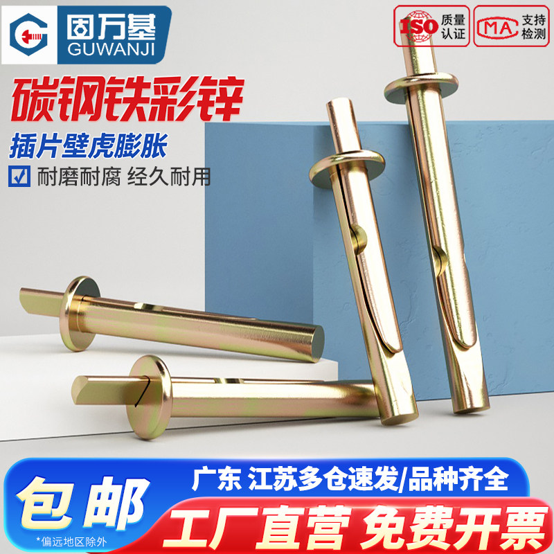 水泥墙快速壁虎膨胀钉插片壁虎敲击式膨胀螺丝打入式膨胀螺栓6mm