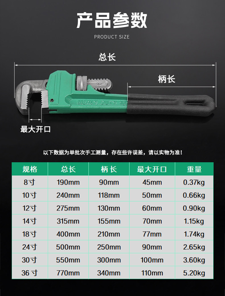 Ключ трубный 固万基管钳管子钳大开口万用水管钳子扳手多功能万能家用管钳喉钳 Solid wanji