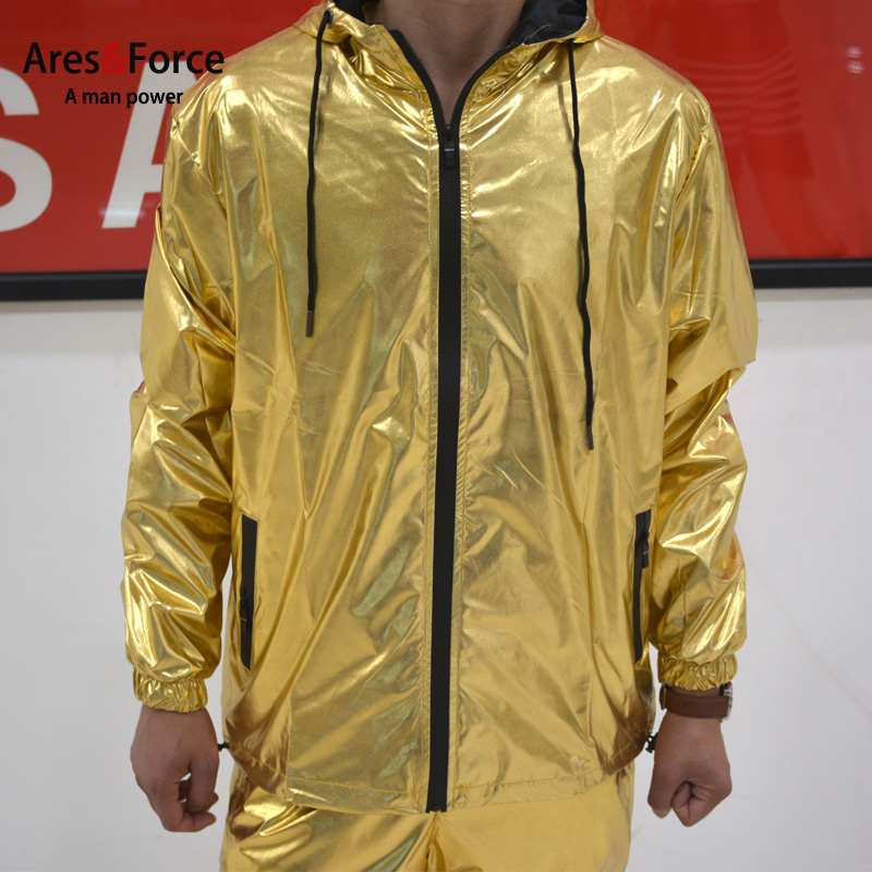 Ares & Force Bright Face Gold & Silver Color Bboy Street Dance Hip Hop Jacket Loose Large Size Yard team Performance Contest