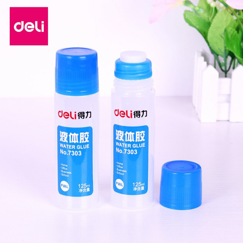 Promotional Deli 7303 transparent liquid glue student hand sticky paper financial office supplies 125ml large bottle