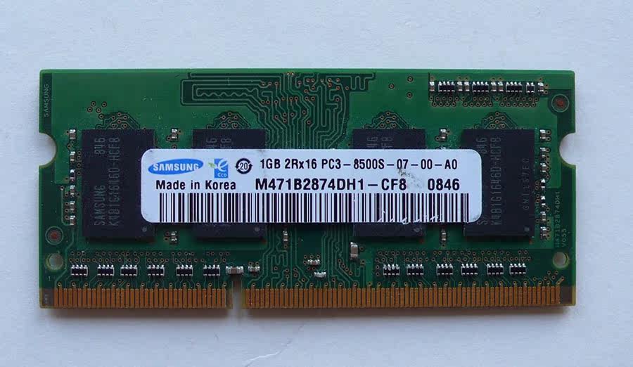 Samsung M471B2874DH1-CF8 1GB 2RX16 PC3-8500S-07-00-A0 notebook memory