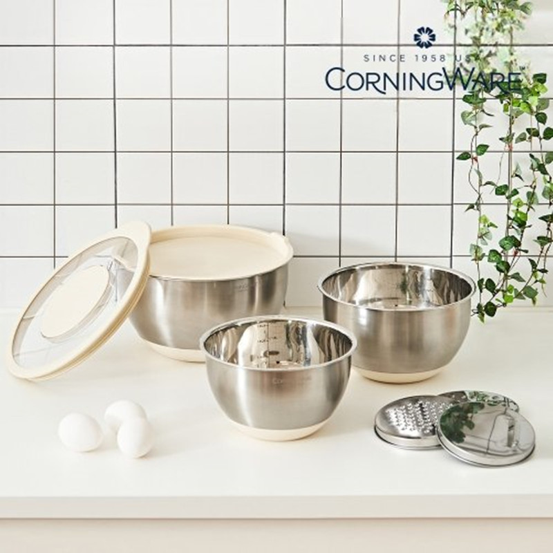 Jiang Yan's Same Style Korean Stainless Steel 304 Mixing Bowl, Multifunctional Household Egg-Beating Bowl, Dough Mixing Bowl, Vegetable Mixing Bowl, and Grater