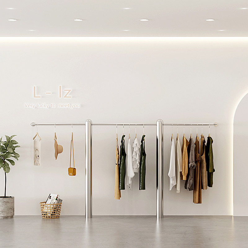 Women's clothing store shelf display rack wall-mounted stainless steel hanger floor-standing clothing store special display rack