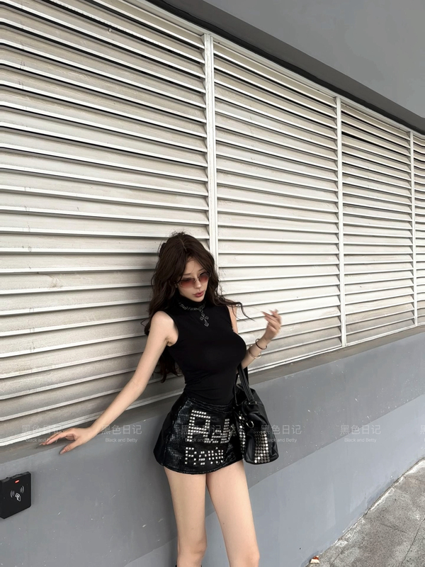 Black Diary | "Norwegian Memory" Dark Style Hot Girl American Hot Girl Sleeveless Top Heavy Leather Skirt Set Black Diary | "Norwegian Memory" Dark Style Hot Girl American Hot Girl Sleeveless Top Heavy Leather Skirt Set