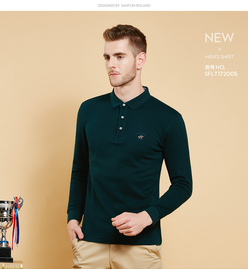 Paul 2018 mùa thu đông màu sắc áo thun nam tay dài thanh lịch quần áo giản dị màu trắng áo sơ mi polo từ bi active shirt