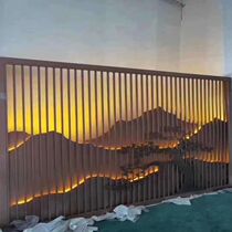 Custom Stainless Steel Fake Mountain Screens Villa sales Department Hotel foyer Foreground Landscape Background Wall Metal Grilles
