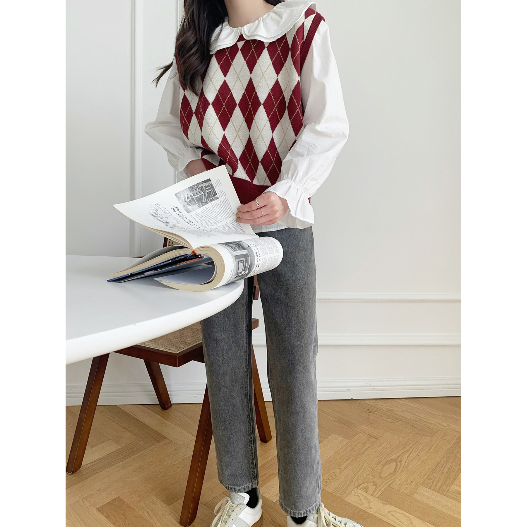 Spot] Sunshine soda version is absolutely perfect jeans women's spring and autumn high waist loose straight pants small pants