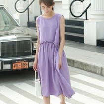  Buy three and get one free gardenia and cat loose retro fungus lace-up sundress womens mid-length a-line dress