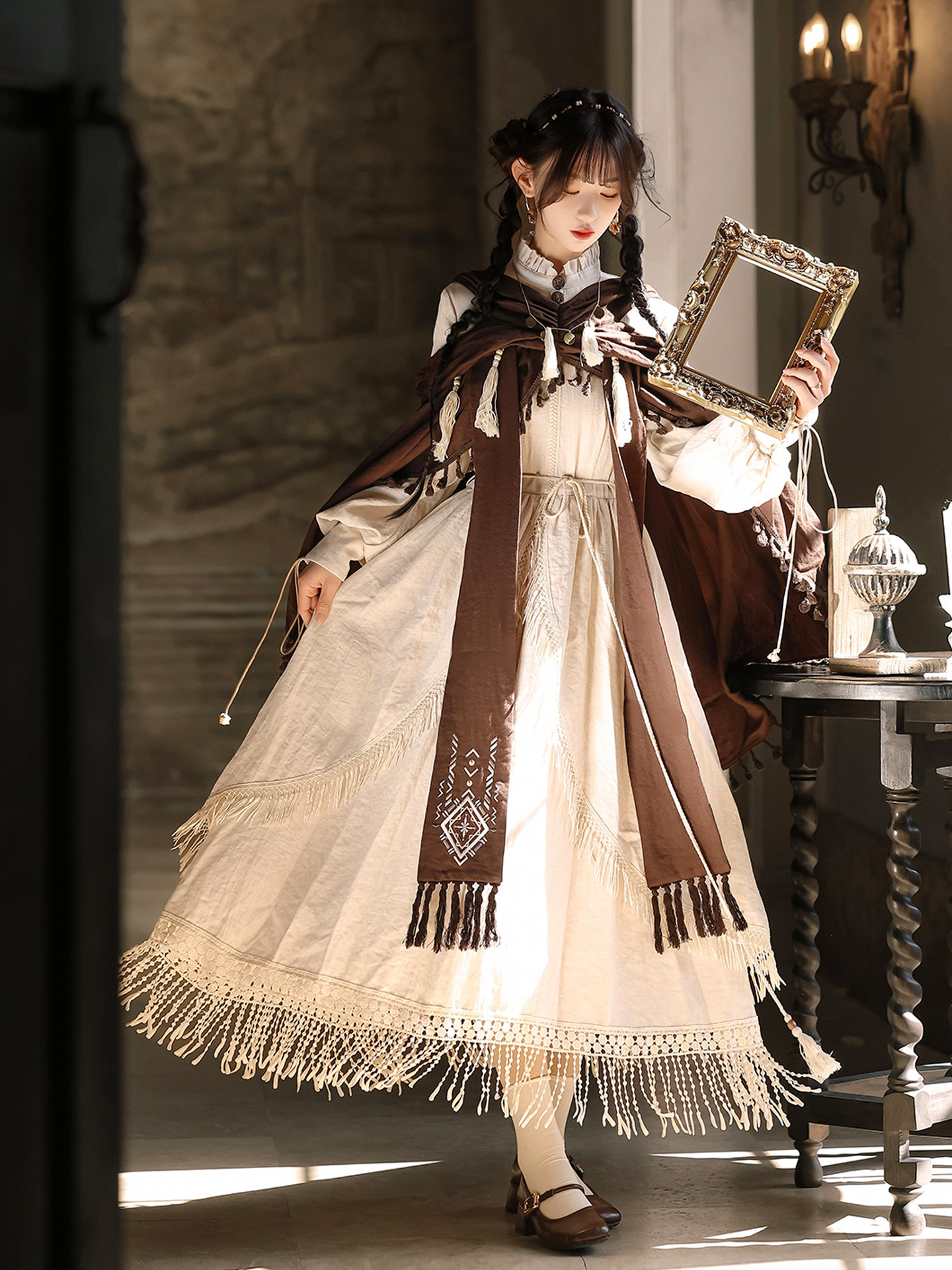 Original genuine Desert Walker Dreamweaver new Chinese style wasteland wandering style shawl retro Chinese element dress suit