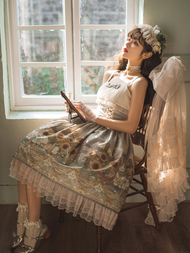Original genuine Sunflower Story lolita pastoral style dress spring and summer cal sweet girl blouse dress
