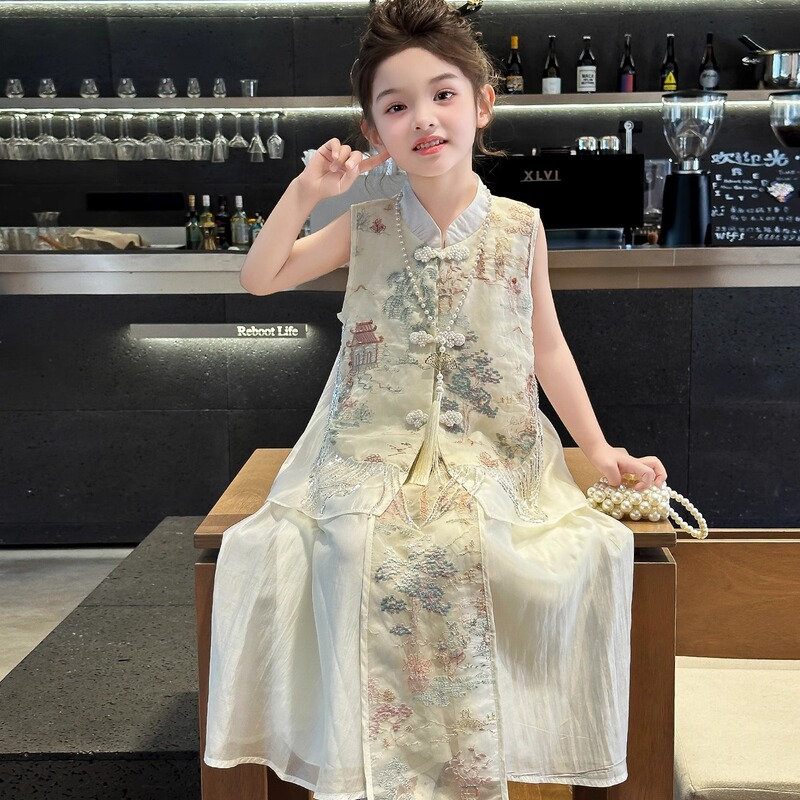 Hanfu for Girls 2025 New Summer Style, Fashionable and Super Pretty, Chinese Style Mamian Skirt Summer Girls' Ancient Style Outfit N/L