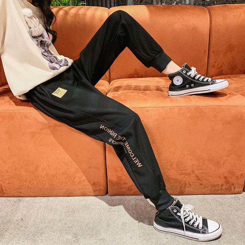 Korean Version Girl Foreign Pie Autumn Clothing Casual Pants 2021 New Children Trendy Sports Pants Little Girl Spring Autumn Outwear