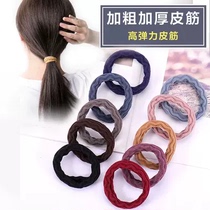 Internet celebrity hot style high elasticity and durable rubber band womens hair tie seamless hair band leather case womens hair rope thick hair rope headwear