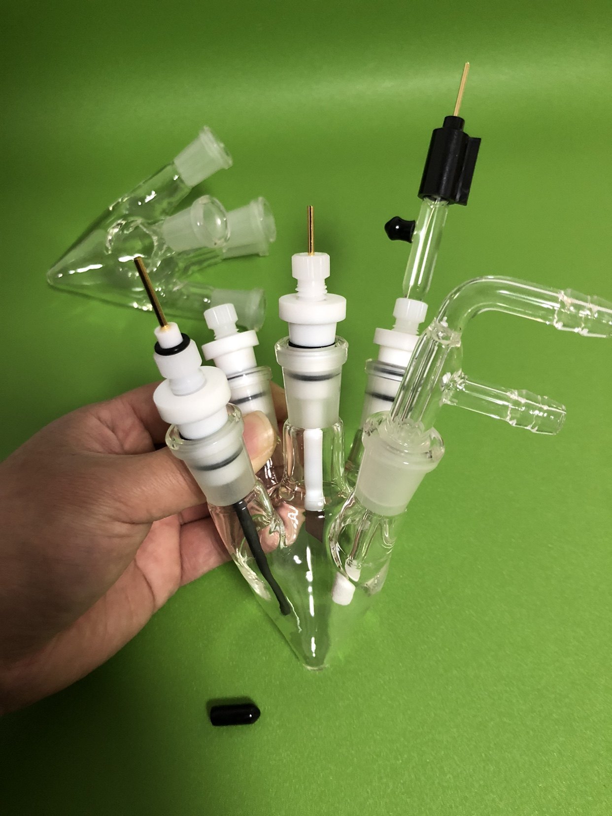 50ml小五口电解池 锥形底不含电极14口磨砂口含塞子5ml 10ml25ml