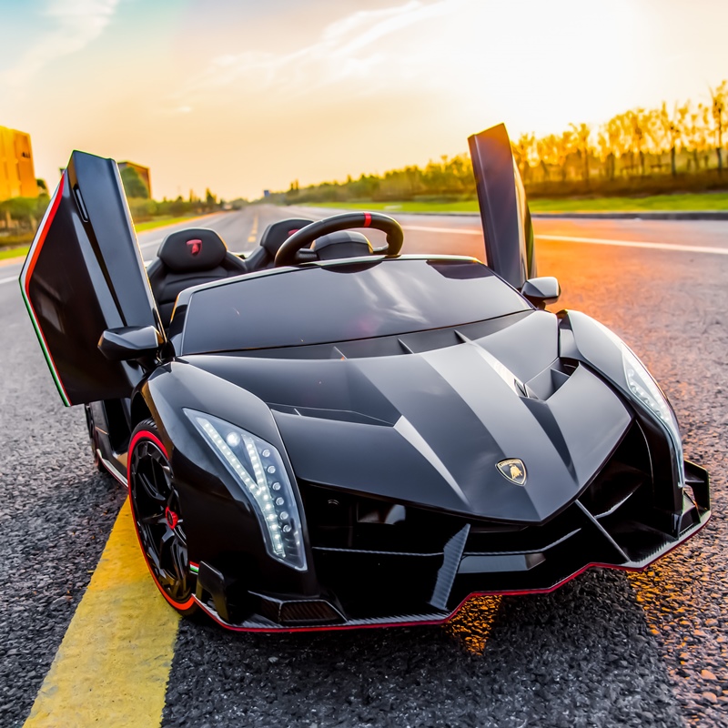 Lamborghini children's electric stroller four-wheeled car boy girl baby remote control charging toy car can sit people