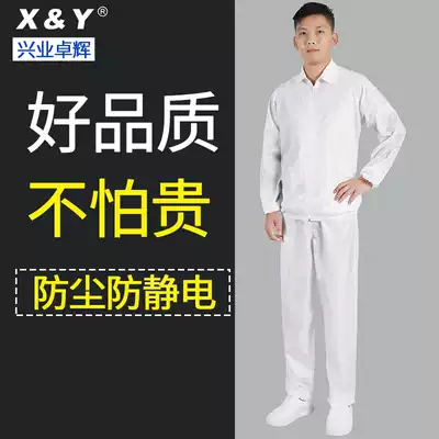 Anti-static overalls white clothes factory workshop clean clothes dust-free clothes suit men's two-piece short tops and pants