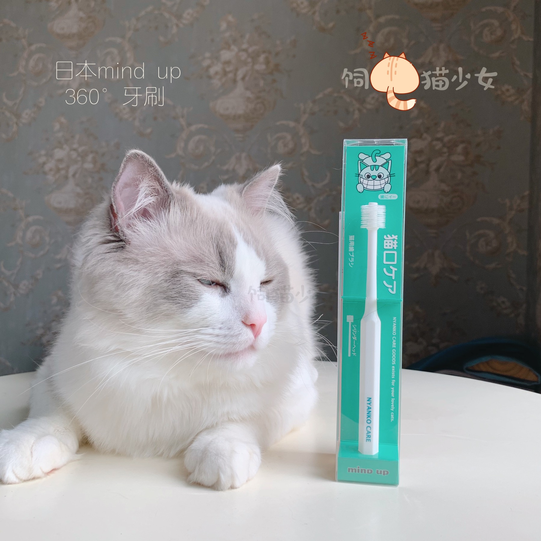 MADAMA CAT JAPAN MINDUP KITTENS ORAL CLEANING 360-degree cat use toothbrushes for toothstain removal