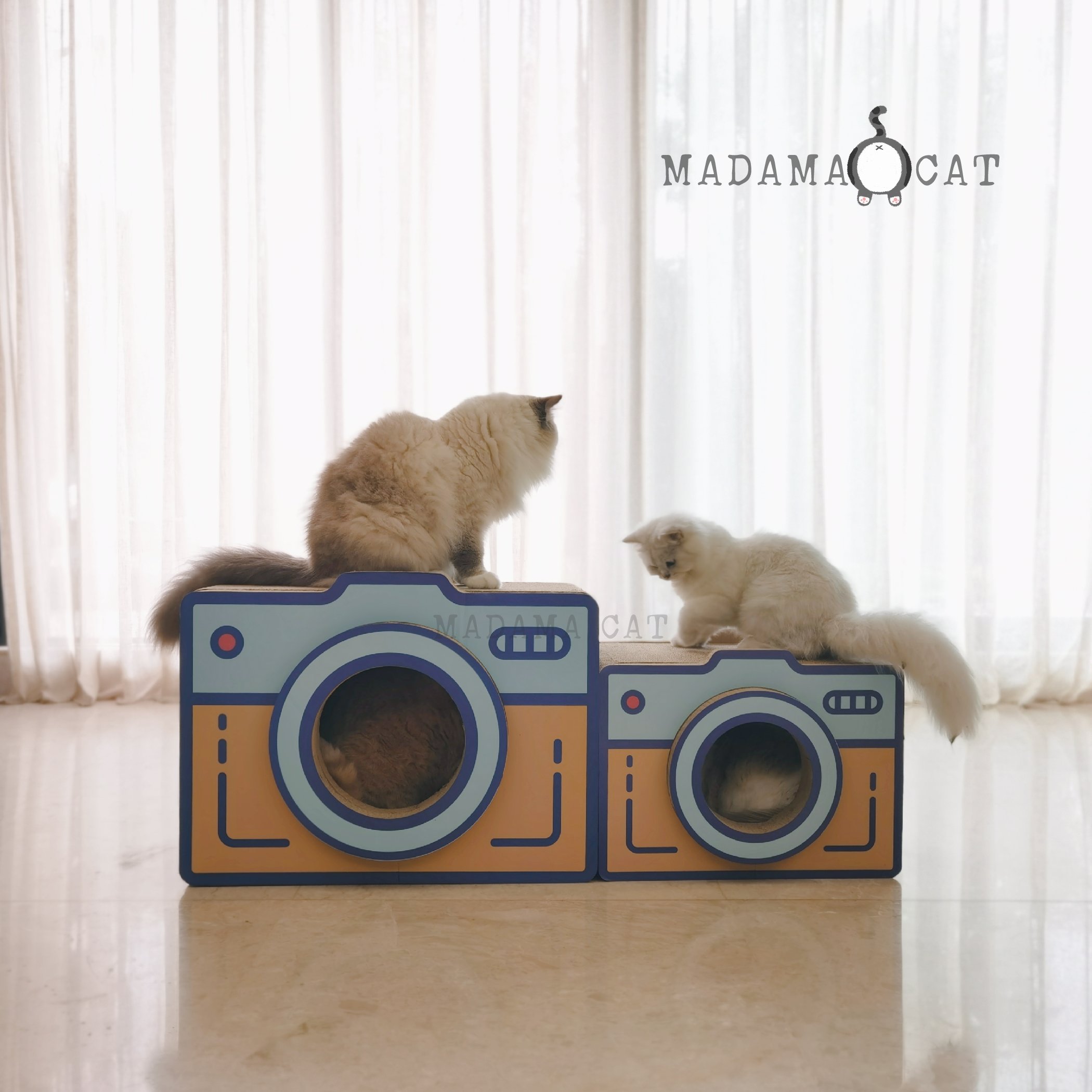 MADAMA CAT PHOTO ~ RETRO CAMERA BIG Cat Grip Plate Grinding Claw Toy Can Lie Flat Kitten Toy