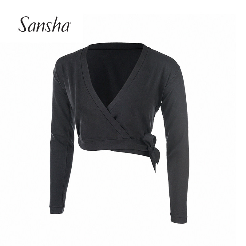 Sansha France Sansha new adult lace-up warm clothes dance practice suit long sleeves top ballet dress cotton