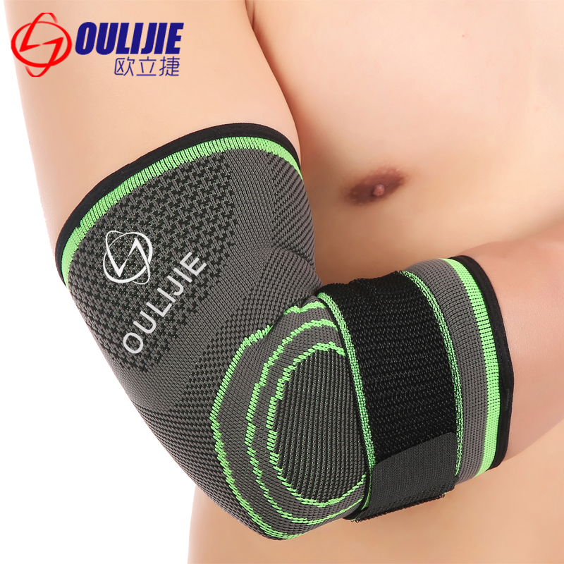 Oulijie elbow support for men and women's sports sprain basketball badminton arm guard Riding elbow joint collision sports protective gear