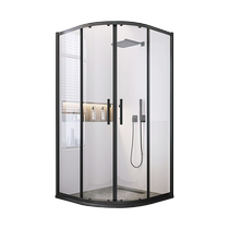 Arrow Cards Simple Shower Room Black Arc Sector Shower Glass Door Dry Wet Separation Stainless Steel Custom Bath Screen Partition