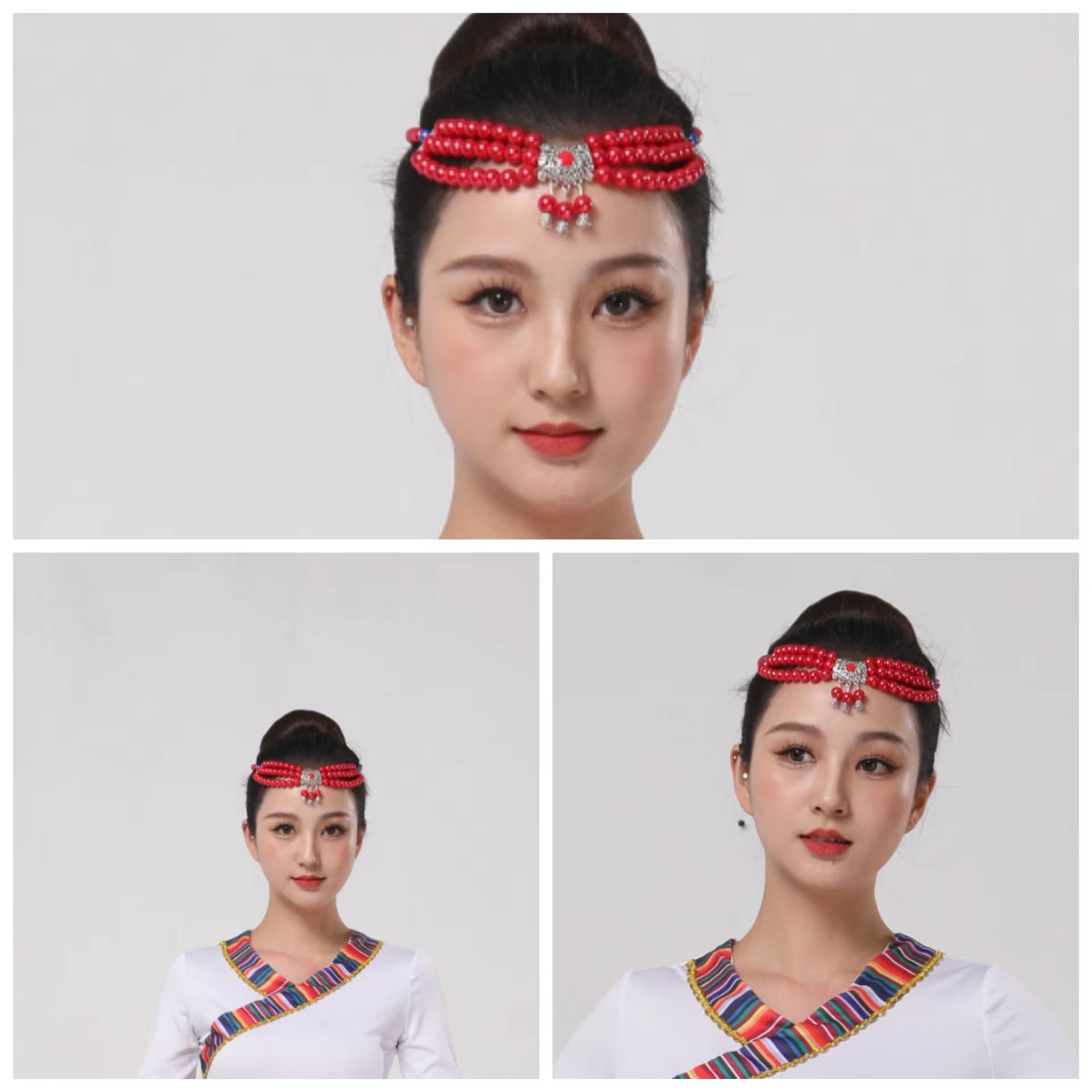 Mongolian head decorated with minority dance women's new performances Handmade String Beads to perform dance costumes accessories-Taobao