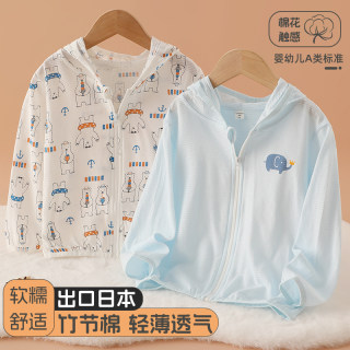 100%纯棉轻薄儿童防晒衣竹节棉透气中小童宝宝外套拉链男童皮肤衣