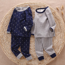 Japanese autumn and winter boys autumn clothes set 2 pieces children long sleeve trousers Class A cotton male baby base shirt