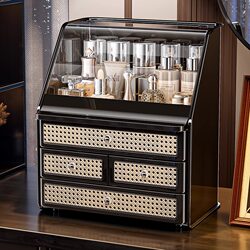 Cosmetic Storage Box, Desktop High-End Drawer-Type Dressing Table, Skin Care Product Storage Rack, Transparent Dust-Proof Makeup Box