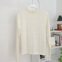 HALO BBING homemade autumn winter lace base shirt interior top stand collar half high collar Joker long sleeve top