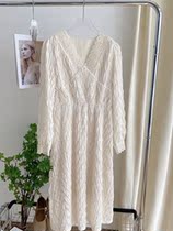 HALO BBING homemade v collar long sleeve high waist lace dress 2022 spring new conspicoy lace long dress