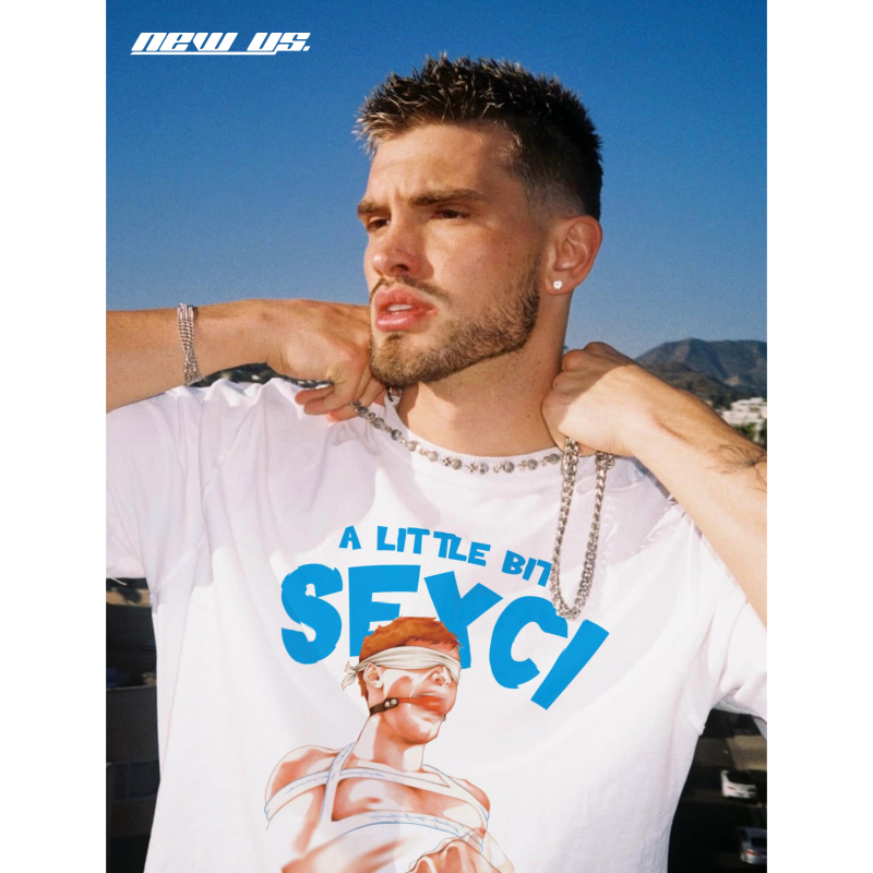 A Little Bit Sexci Niche Muscle Graphic Print Pure Cotton Summer Short-Sleeve T-Shirt Top
