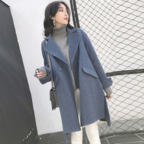 Autumn 2021 new Korean version of the small man large size womens cashmere coat double-sided coat autumn and winter