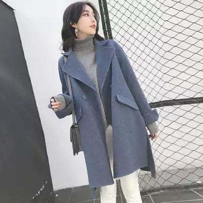 Autumn 2021 New Korean version of small size women's cashmere wool jacket double-sided woolen coat autumn and winter