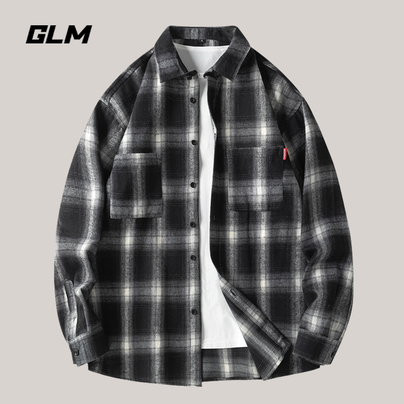 Glm Official Authentic Retro Style Long-Sleeved Shirt Jacket for Men, Very Good-Looking Spring and Summer Wear Shirt Jacket