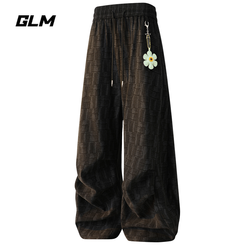 Glm Official Authentic 2026 Summer Trendy Tie-Dye Plaid Casual Pants for Men, Korean Style, Relaxed and Comfortable Pants