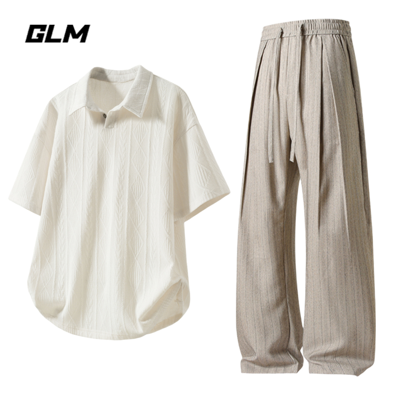 Glm Official Authentic Old Money Style Retro Casual T-Shirt Set for Men, Summer 2026 Trendy Outfit Complete Set