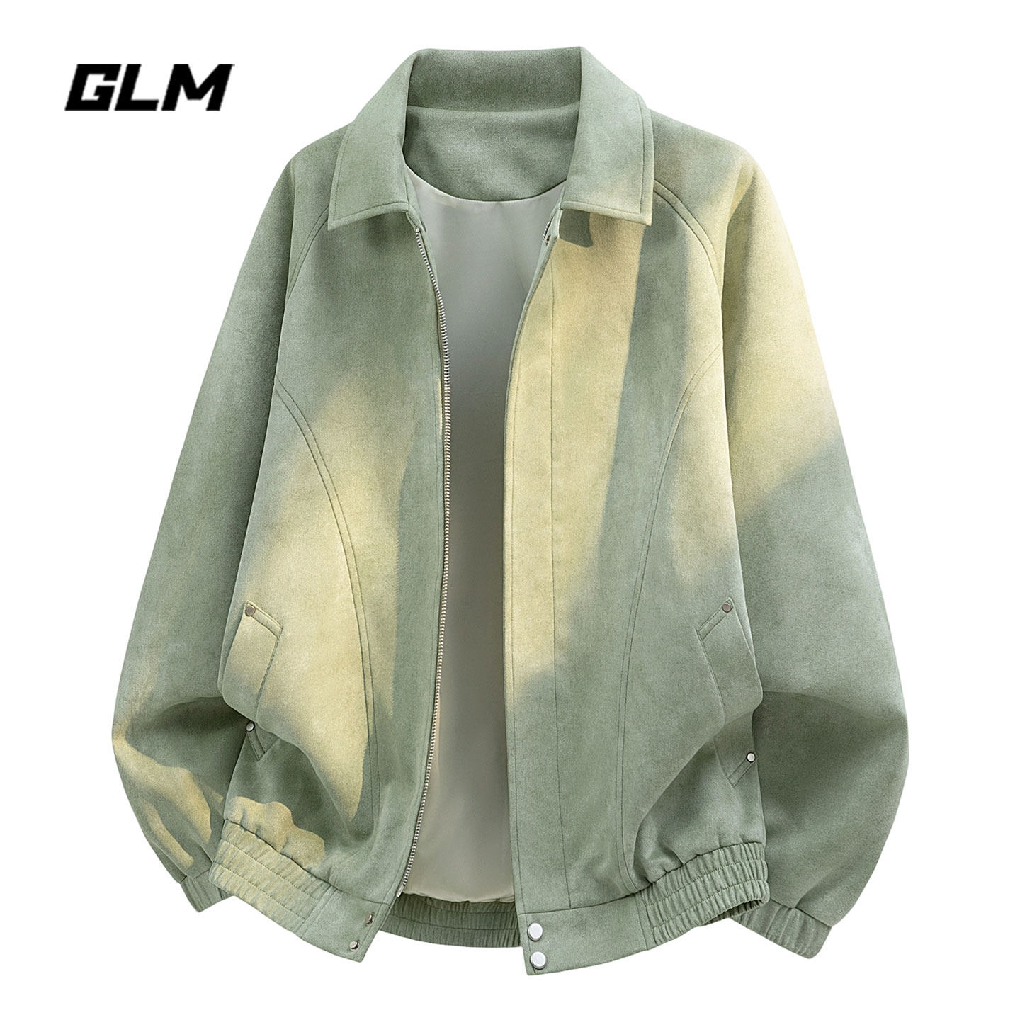 Официальная аутентичная замшевая куртка GLM с лацканами, повседневная куртка в шикарном стиле для мальчиков, новая весенняя универсальная куртка зеленого цвета