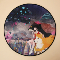 Shiba Inu Xijixi Mom original Shiba Inu hand painted watercolor round carpet floor mat Foot mat Non-slip mat Pet mat